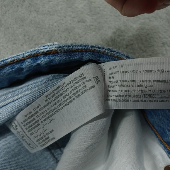 Abercrombie Fitch Jeans Womens 16 Blue Denim Wide Leg High Rise Distressed - Picture 4 of 9